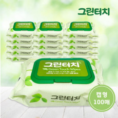그린터치물티슈(100매)-1개 캡형/국산/저자극/피톤치드